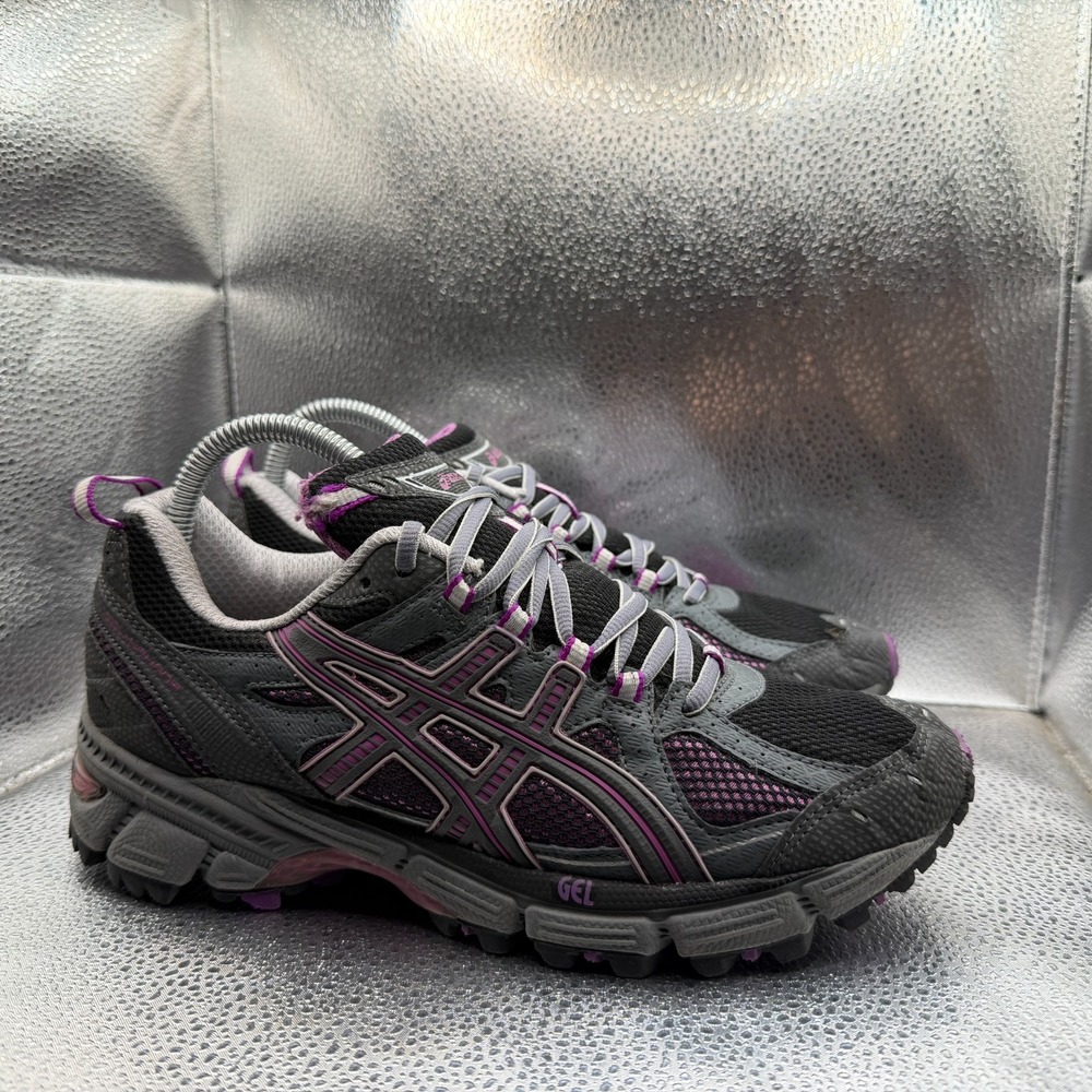 Size 8.5 Asics Gel‎ Kahana Black Gray Womens Lace-Up Running Sneaker Shoes T0E5N